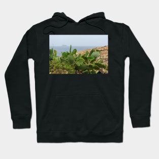 Opuntia with a Filfla island at the horizon Hoodie